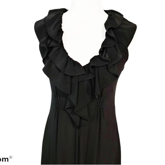 Tiana B. Ruffle V-Neck Collar Black Fit & Flare Dress Silhouette Extra Small XS - Picture 10 of 16